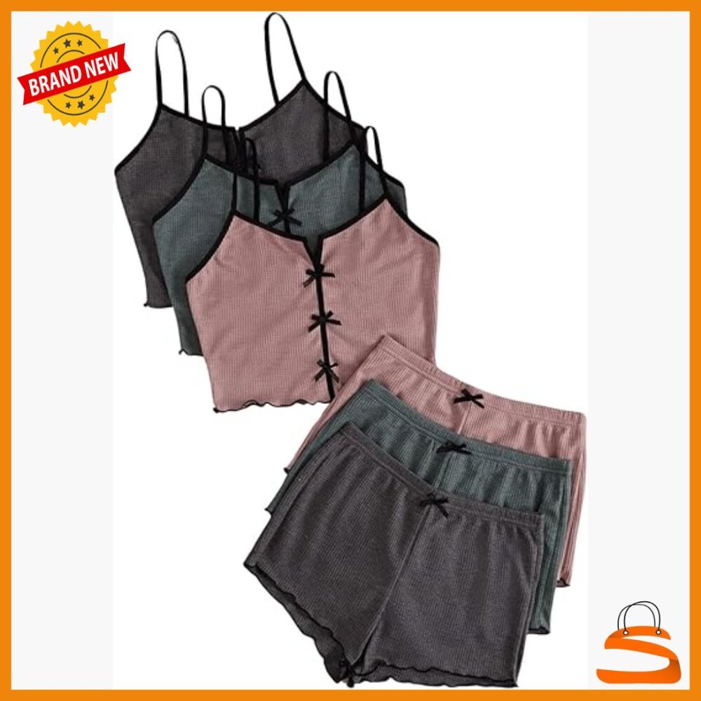 Medium Polyester Pajama Set Crop Cami Shorts Loun… - image 1